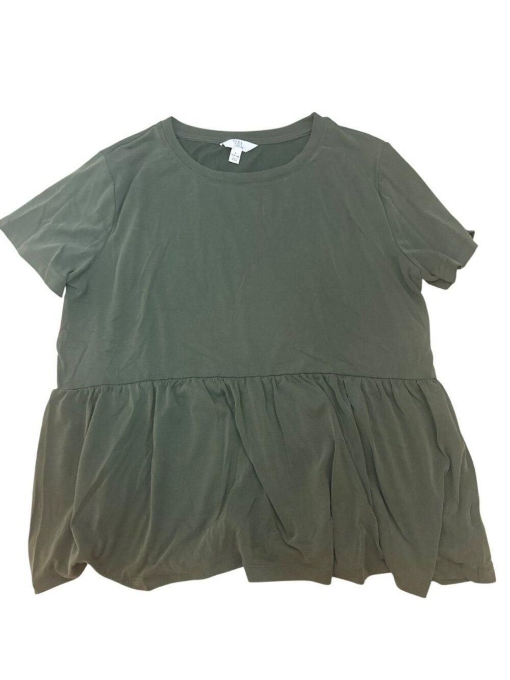 Time And Tru Womens Green Peplum Tee L 12-14 Modal Blend Lightweight Casual Top
